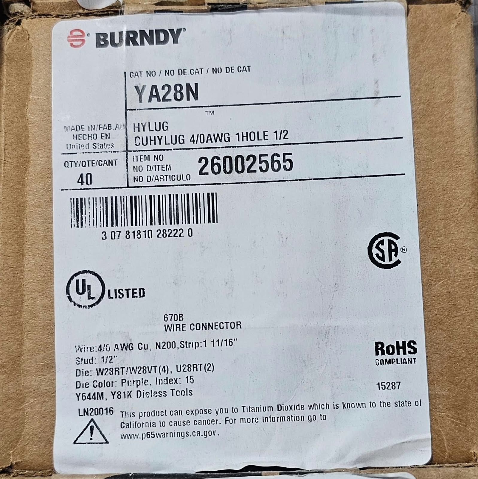 Burndy Cable Lug