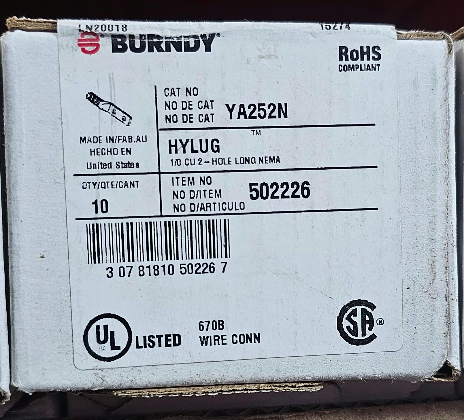 Burndy Cable Lug